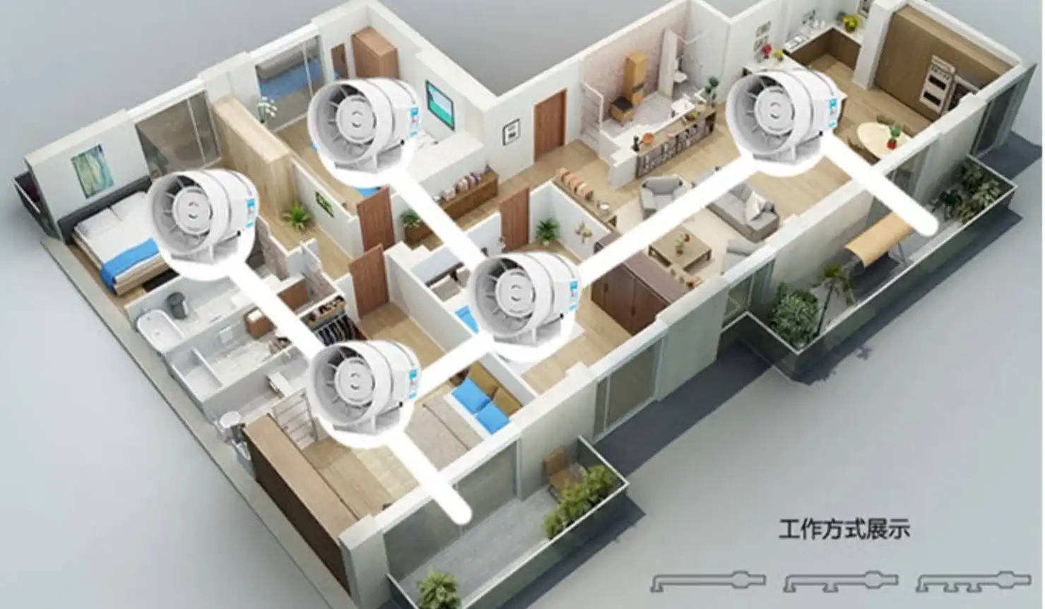 How do mixed flow fans operate in ducted systems?